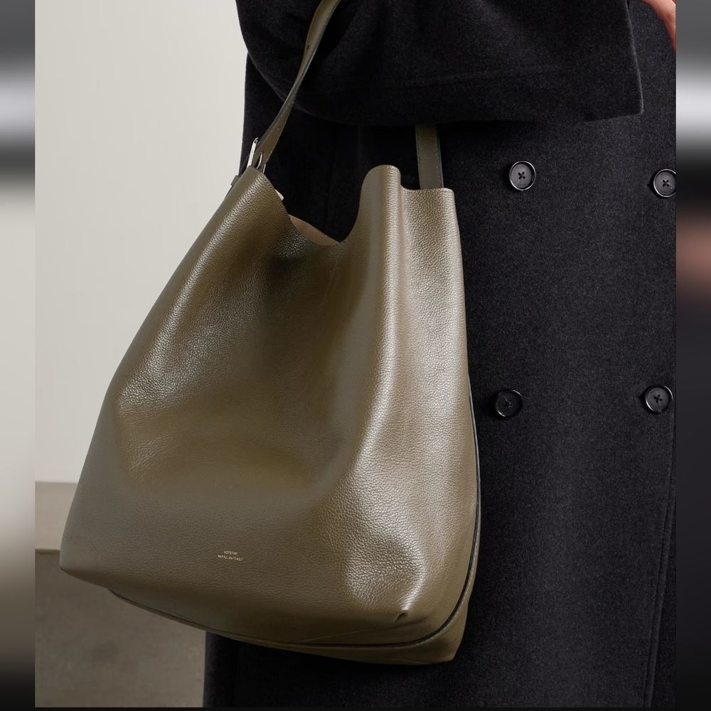 Toteme Designer New Taupe Leather Shoulder Bag Purse Italy - Picture 14 of 16